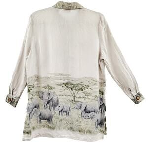 Vintage LA Vega Italy Elephant Safari Button-Down Long-sleeve Shirt Size M